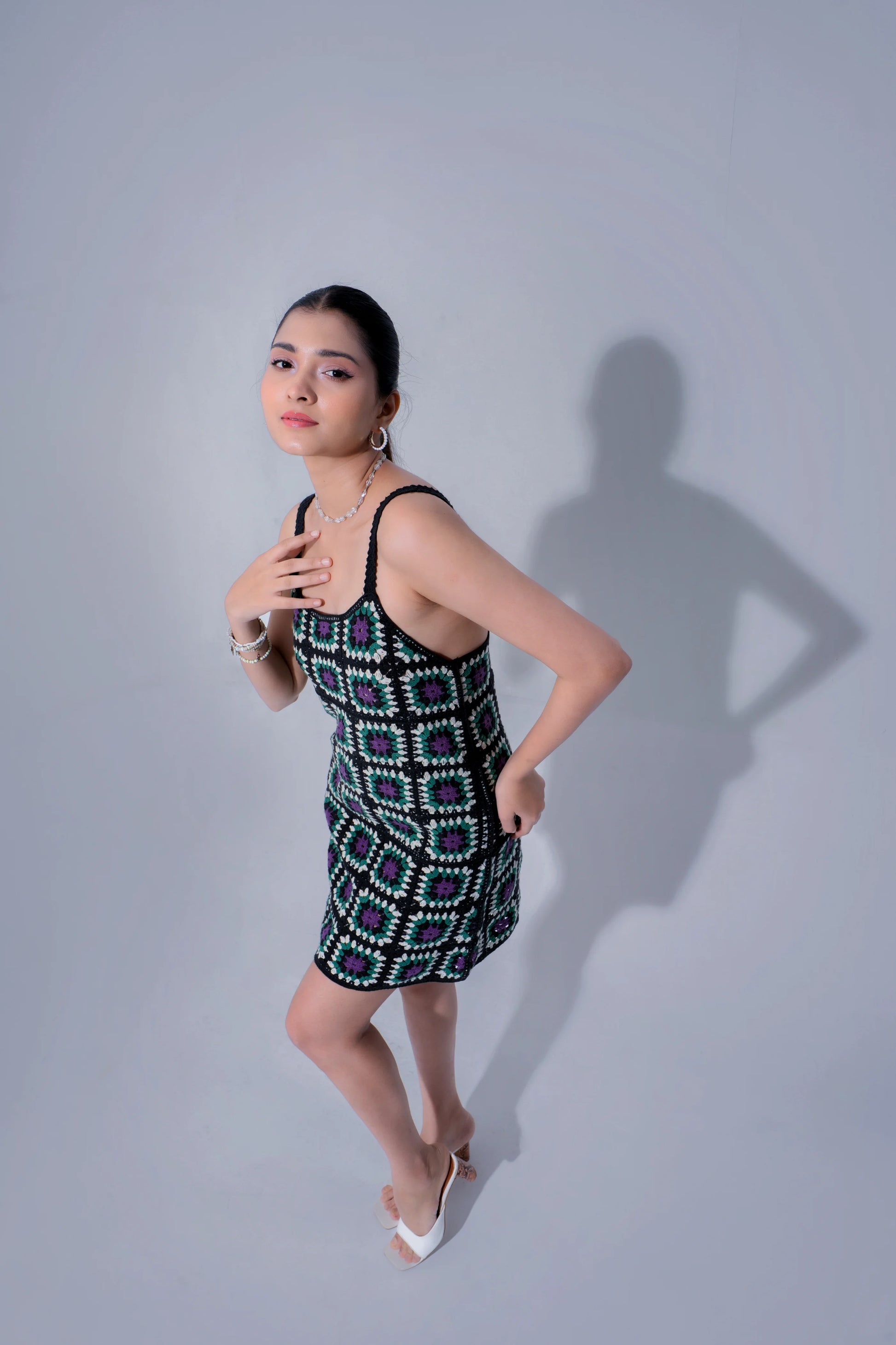 HANA CINDER CROCHET MINI DRESS