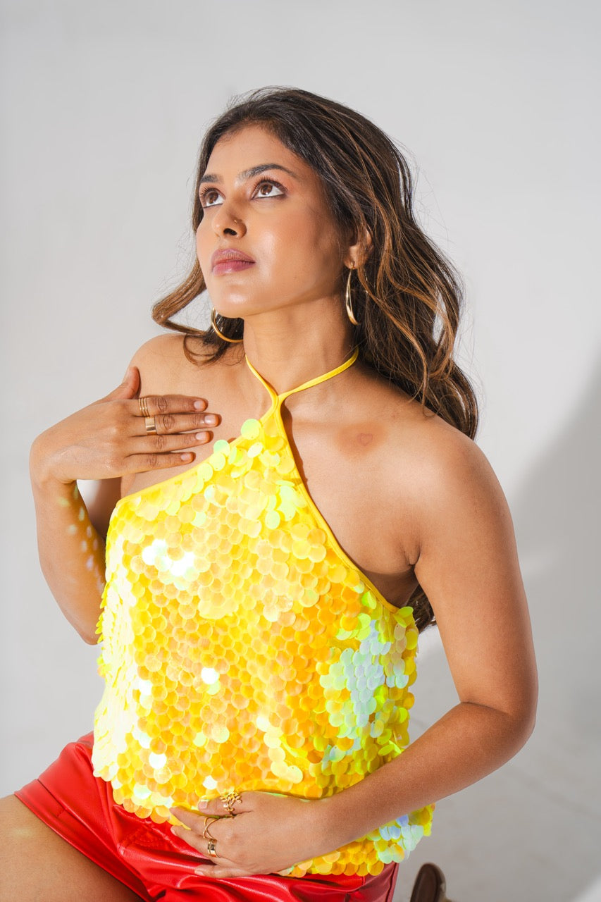 ZOE SEQUIN HALTER TOP