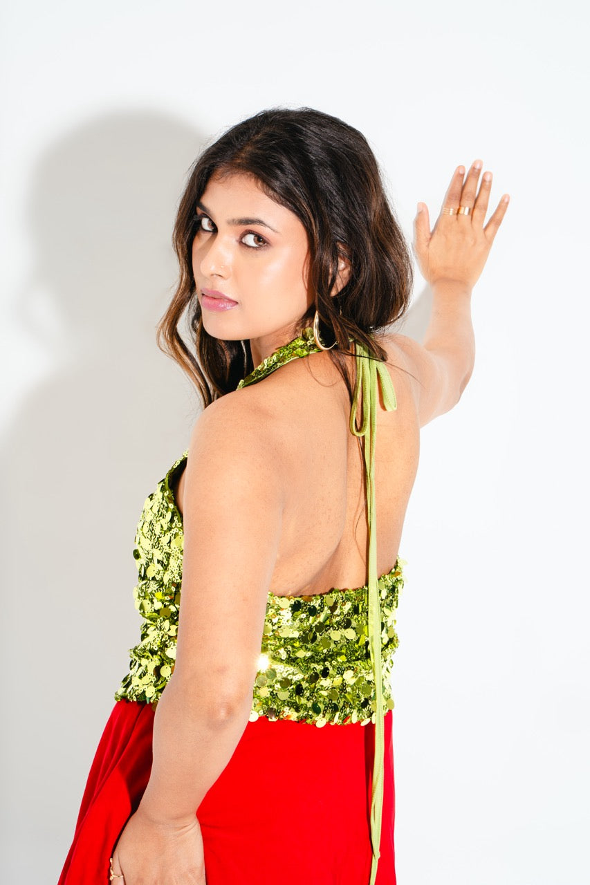 KIKI HALTER SEQUIN TOP