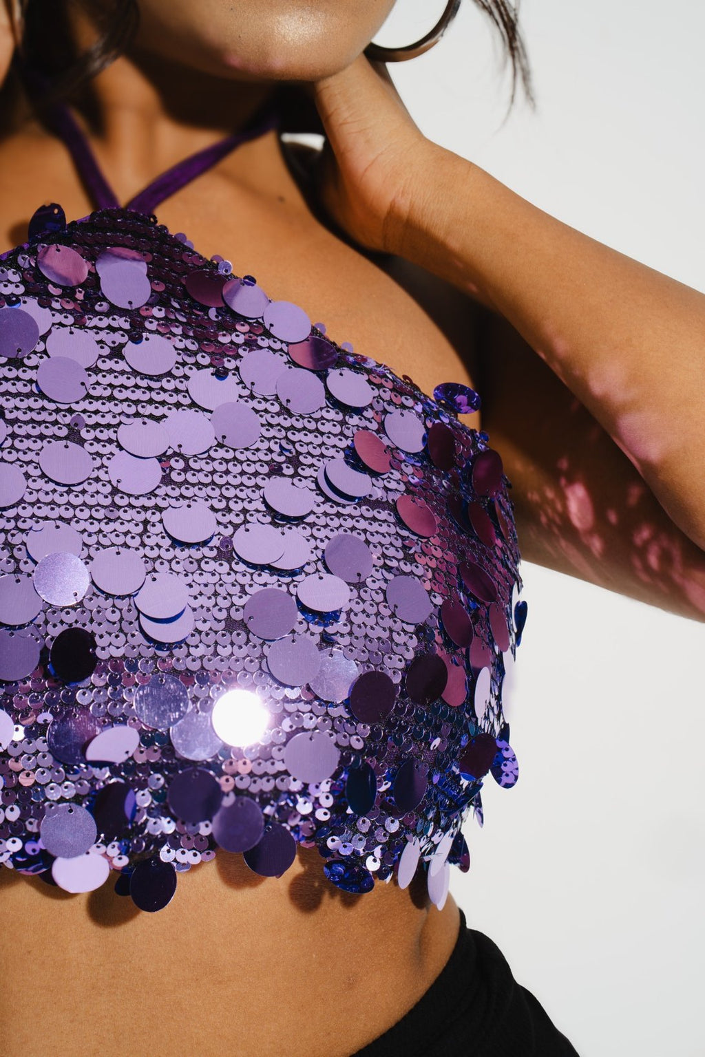 Glam purple halter sequin top for women – sparkly statement partywear from Boarding Pass