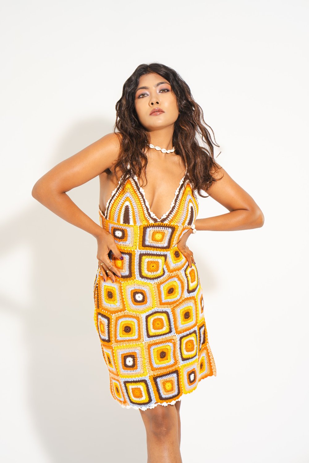 Handcrafted crochet cover-up dress for tropical vacations – Boarding Pass resort collection